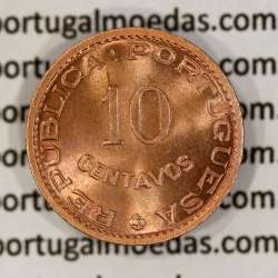 India 10 centavos 1958 bronze, $10 centavos 1958 Índia Portuguese , (UNC), World Coins India Portuguese KM 30