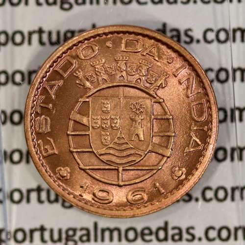 India Portuguese 10 centavos 1961 bronze, $10 centavos 1961 Índia, (UNC), World Coins India Portuguese KM 30