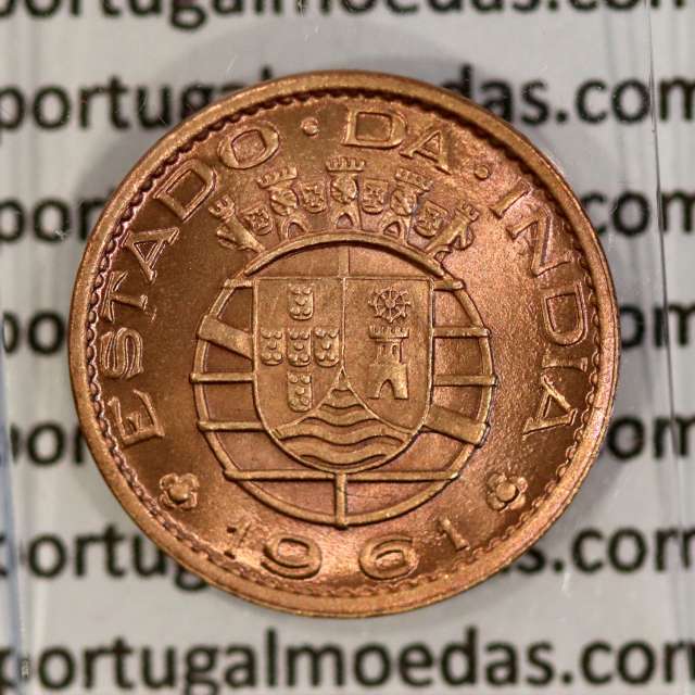 India Portuguese 10 centavos 1961 bronze, $10 centavos 1961 Índia, (UNC), World Coins India Portuguese KM 30