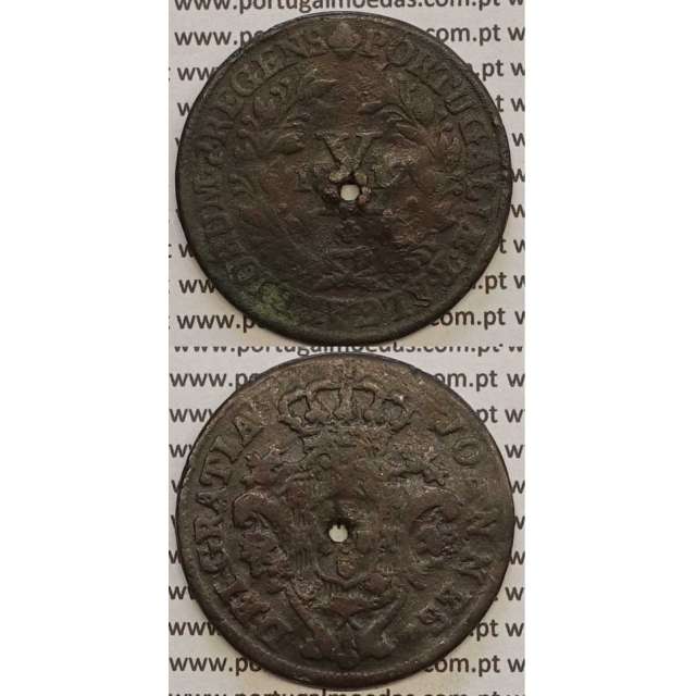 MOEDA X REIS COBRE 1812 (BC) REMATE ESCUDO LARGO - D. JOÃO PRÍNCIPE REGENTE