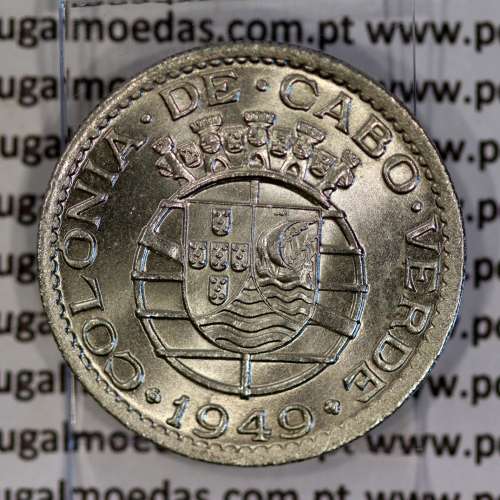 1 Escudo 1949 alpaca de Cabo Verde, 1$00 escudo alpaca 1949, Ex-Colónia de Cabo verde, (Soberba), World Coins Cape Verde KM 7
