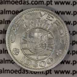 Cabo Verde 10 Escudos 1953 prata, 10$00 escudo 1953 Prata, (Soberba), World Coins Cape Verde KM 10