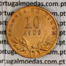 Timor coin 10 Avos 1951 Bronze, Former Portuguese colony of Timor, (VF+/XF), World Coins Timor KM 5