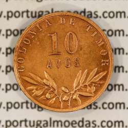 Timor coin 10 Avos 1951 Bronze, Former Portuguese colony of Timor, (VF+/XF), World Coins Timor KM 5