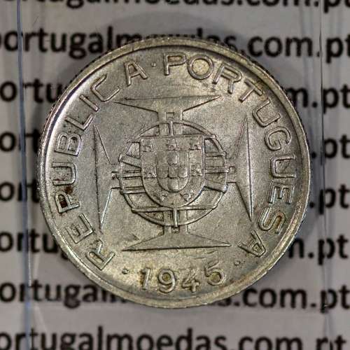 Timor 50 Avos 1945 Prata, Ex-colónia Portuguesa de Timor, (MBC+), World Coins Timor KM 7