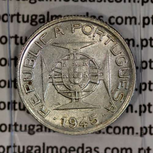 Timor silver coin 50 Avos 1945, Former Portuguese colony of Timor, (VF+/XF), World Coins Timor KM 7