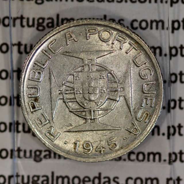 Timor silver coin 50 Avos 1945, Former Portuguese colony of Timor, (VF+/XF), World Coins Timor KM 7