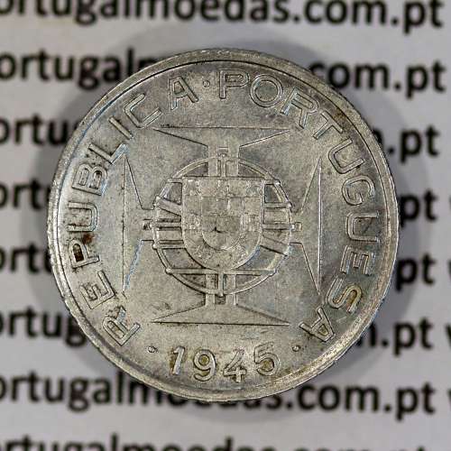 Timor silver coin 50 Avos 1945, Former Portuguese colony of Timor, (VF+/XF), World Coins Timor KM 7