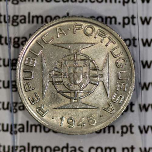 50 Avos 1945 Prata Timor, Ex-colónia Portuguesa de Timor, (MBC+), World Coins Timor KM 7