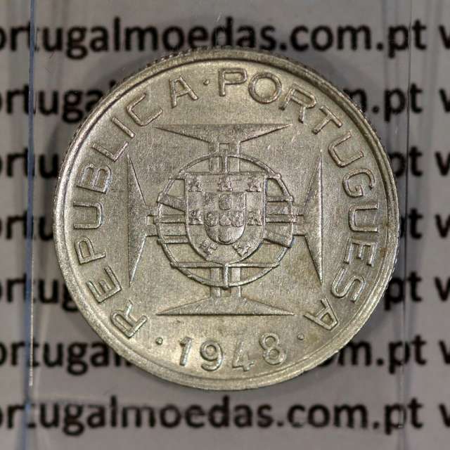 Timor 50 Avos 1948 Prata, Ex-colónia Portuguesa de Timor, (MBC+), World Coins Timor KM 7