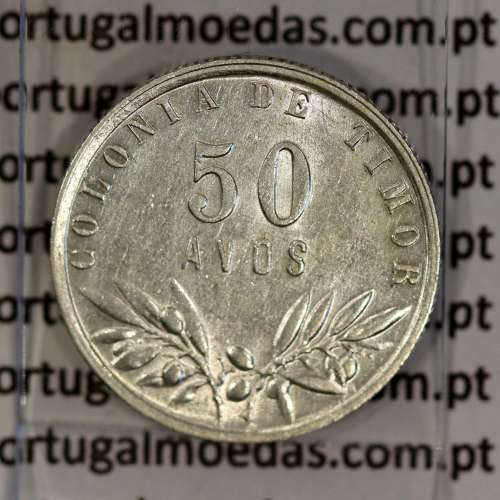 Timor 50 Avos 1948 Prata, Ex-colónia Portuguesa de Timor, (MBC+), World Coins Timor KM 7