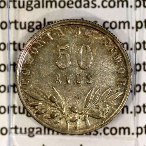 50 Avos 1948 Prata de Timor, Ex-colónia Portuguesa, (MBC+), World Coins Timor KM 7