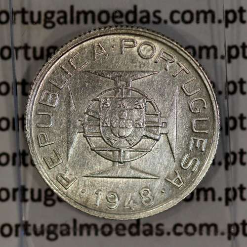 Timor 50 Avos 1948 Prata, Ex-colónia Portuguesa de Timor, (MBC+), World Coins Timor KM 7