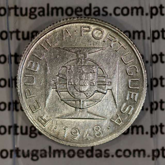Timor 50 Avos 1948 Prata, Ex-colónia Portuguesa de Timor, (MBC+), World Coins Timor KM 7