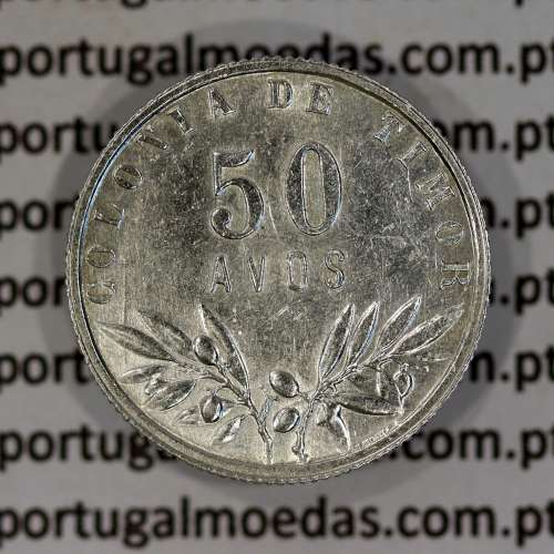 Timor 50 Avos 1948 Prata, Ex-colónia Portuguesa de Timor, (MBC+), World Coins Timor KM 7