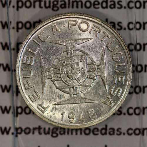 silver coin 50 Avos 1948 of Timor, Former Portuguese colony, (XF), World Coins Timor KM 7