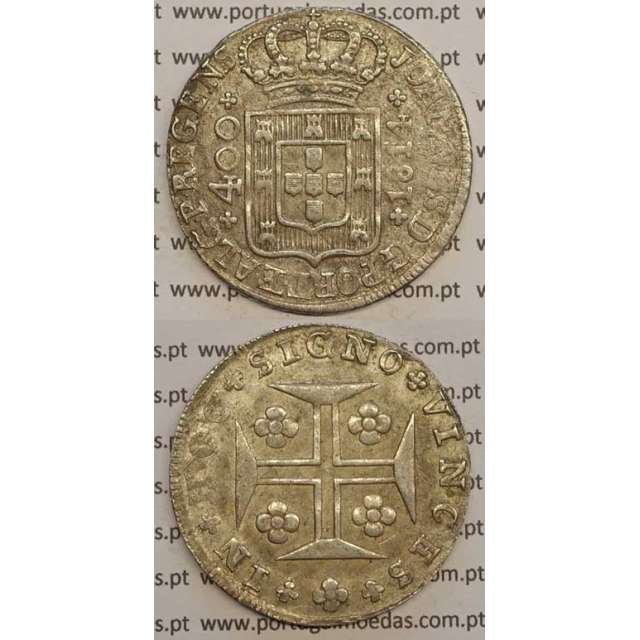 CRUZADO NOVO PRATA (480 RÉIS) 1814 (MBC) COROA BAIXA