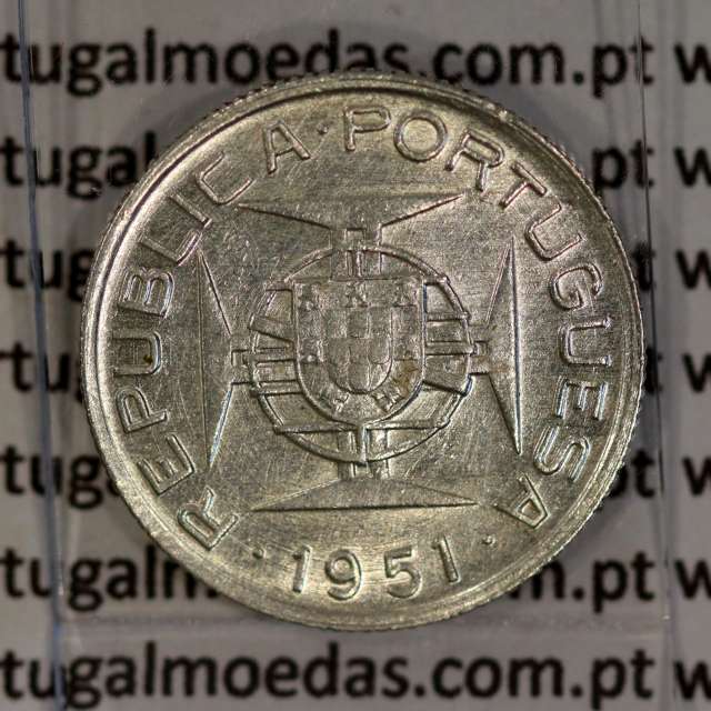 Timor 50 Avos 1951 Prata, Ex-colónia Portuguesa de Timor, (MBC), World Coins Timor KM 7