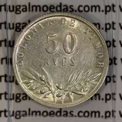 Timor 50 Avos 1951 Prata, Ex-colónia Portuguesa de Timor, (MBC), World Coins Timor KM 7