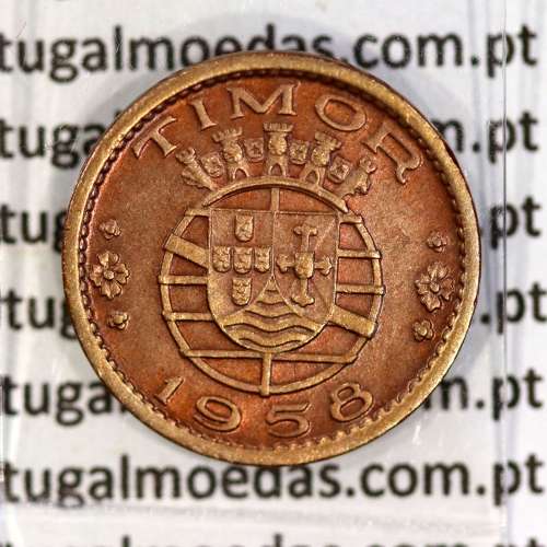 Timor 10 Centavos 1958 Bronze , dez centavos 1958, ($10) Ex-colónia Portuguesa, (MBC+/Bela-), World Coins Timor KM 10