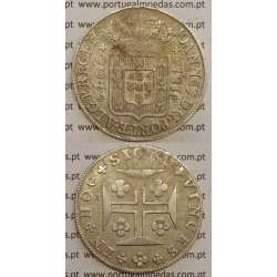 CRUZADO NOVO PRATA (480 RÉIS) 1815 (MBC) COROA BAIXA