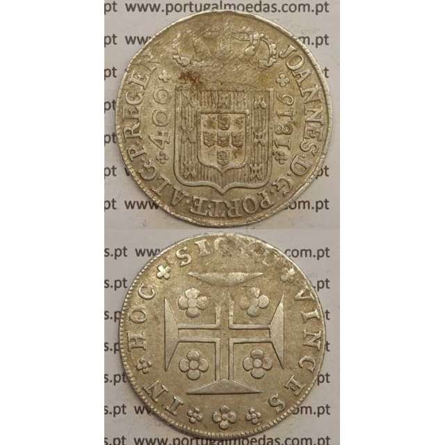 CRUZADO NOVO PRATA (480 RÉIS) 1815 (MBC) COROA BAIXA