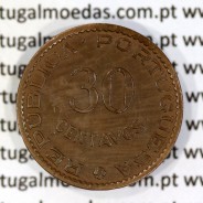 Timor 30 Centavos 1958 Bronze , ($30) trinta centavos 1958 Ex-colónia Portuguesa de Timor, (Bela), World Coins Timor KM 11