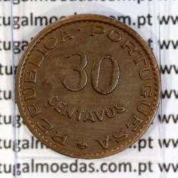 Timor 30 Centavos 1958 Bronze , ($30) trinta centavos 1958 Ex-colónia Portuguesa de Timor, (Bela), World Coins Timor KM 11