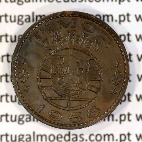 Timor 30 Centavos 1958 Bronze , ($30) trinta centavos 1958 Ex-colónia Portuguesa de Timor, (Bela), World Coins Timor KM 11