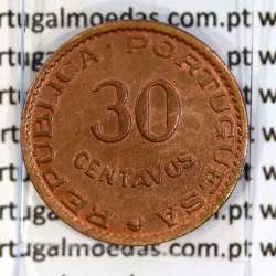 Timor coin 30 Centavos 1958 Bronze , 30 centavos 1958 ($30) Former Portuguese colony of Timor, (XF-), World Coins Timor KM 11