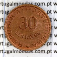 Timor coin 30 Centavos 1958 Bronze , 30 centavos 1958 ($30) Former Portuguese colony of Timor, (XF-), World Coins Timor KM 11