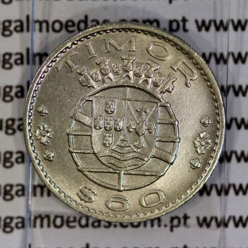 Timor coin 60 Centavos 1958 Nickel brass, ($60) centavos 1958 Former Portuguese colony of Timor, (XF), World Coins Timor KM 12