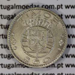 Timor coin 60 Centavos 1958 Nickel brass, ($60) centavos 1958 Former Portuguese colony of Timor, (XF), World Coins Timor KM 12