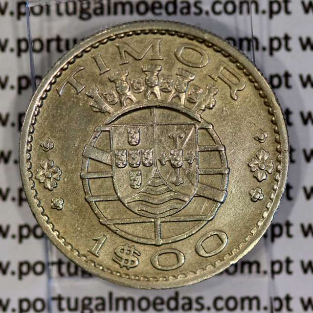 Timor coin 1 Escudo 1958 Nickel brass, (1$00) Escudo 1958 Former Portuguese colony of Timor, (VF+), World Coins Timor KM 13