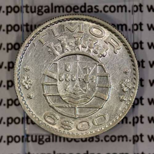 Timor 6 Escudos 1958 Prata, 6$00 escudos 1958 Ex-colónia Portuguesa de Timor, (MBC), World Coins Timor KM 15
