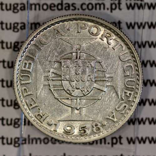 Timor 6 Escudos 1958 Prata, 6$00 escudos 1958 Ex-colónia Portuguesa de Timor, (MBC+), World Coins Timor KM 15