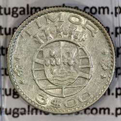 Timor 3 Escudos 1958 Prata, 3$00 escudos 1958 Ex-colónia Portuguesa de Timor, (MBC+), World Coins Timor KM 14