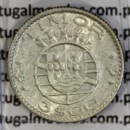 Timor 3 Escudos 1958 Prata, 3$00 escudos 1958 Ex-colónia Portuguesa de Timor, (MBC+), World Coins Timor KM 14