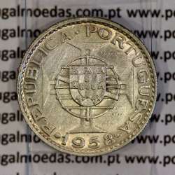 Timor coin 6 Escudos 1958 Silver, (6$00) Escudos 1958 Former Portuguese colony of Timor, (VF+), World Coins Timor KM 15
