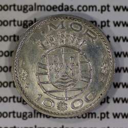 Timor coin 10 Escudos 1964 Silver, (10$00) Escudos 1964 Former Portuguese colony of Timor, (XF), World Coins Timor KM 16