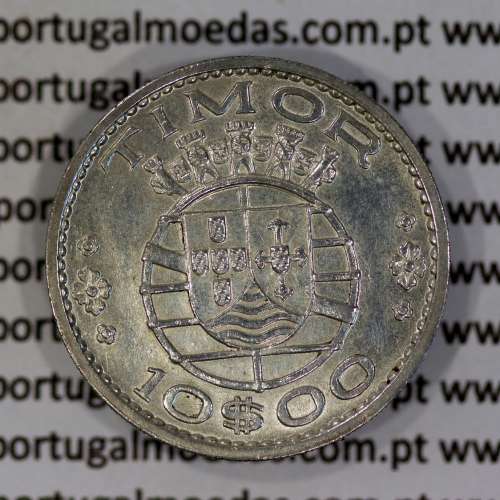 Timor coin 10 Escudos 1964 Silver, (10$00) Escudos 1964 Former Portuguese colony of Timor, (XF), World Coins Timor KM 16