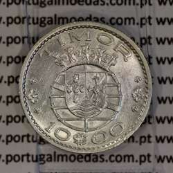 Timor coin 10 Escudos 1964 Silver, (10$00) Escudos 1964 Former Portuguese colony of Timor, (XF), World Coins Timor KM 16