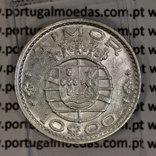 Timor 10 Escudos 1964 Prata, 10$00 escudos 1964 Ex-colónia Portuguesa de Timor, (MBC+), World Coins Timor KM 16