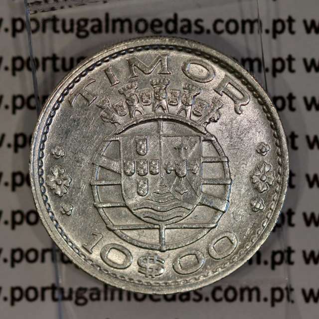 Timor coin 10 Escudos 1964 Silver, (10$00) Escudos 1964 Former Portuguese colony of Timor, (VF+), World Coins Timor KM 16