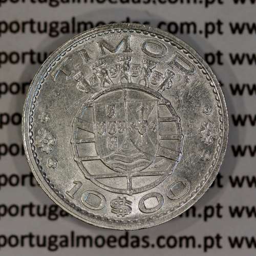 Timor coin 10 Escudos 1964 Silver, (10$00) Escudos 1964 Former Portuguese colony of Timor, (VF+), World Coins Timor KM 16