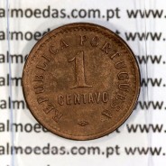 Angola 1 Centavo 1921 Bronze, $01 centavo Bronze 1921 de Angola, (MBC+/Bela-), Ex-Colónia Portuguesa, World Coins Angola KM 60