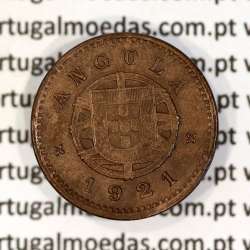 Angola coin 1 Centavo 1921 Bronze, $01 centavo Bronze 1921 from Angola Former Portuguese Colony, World Coins Angola KM 60