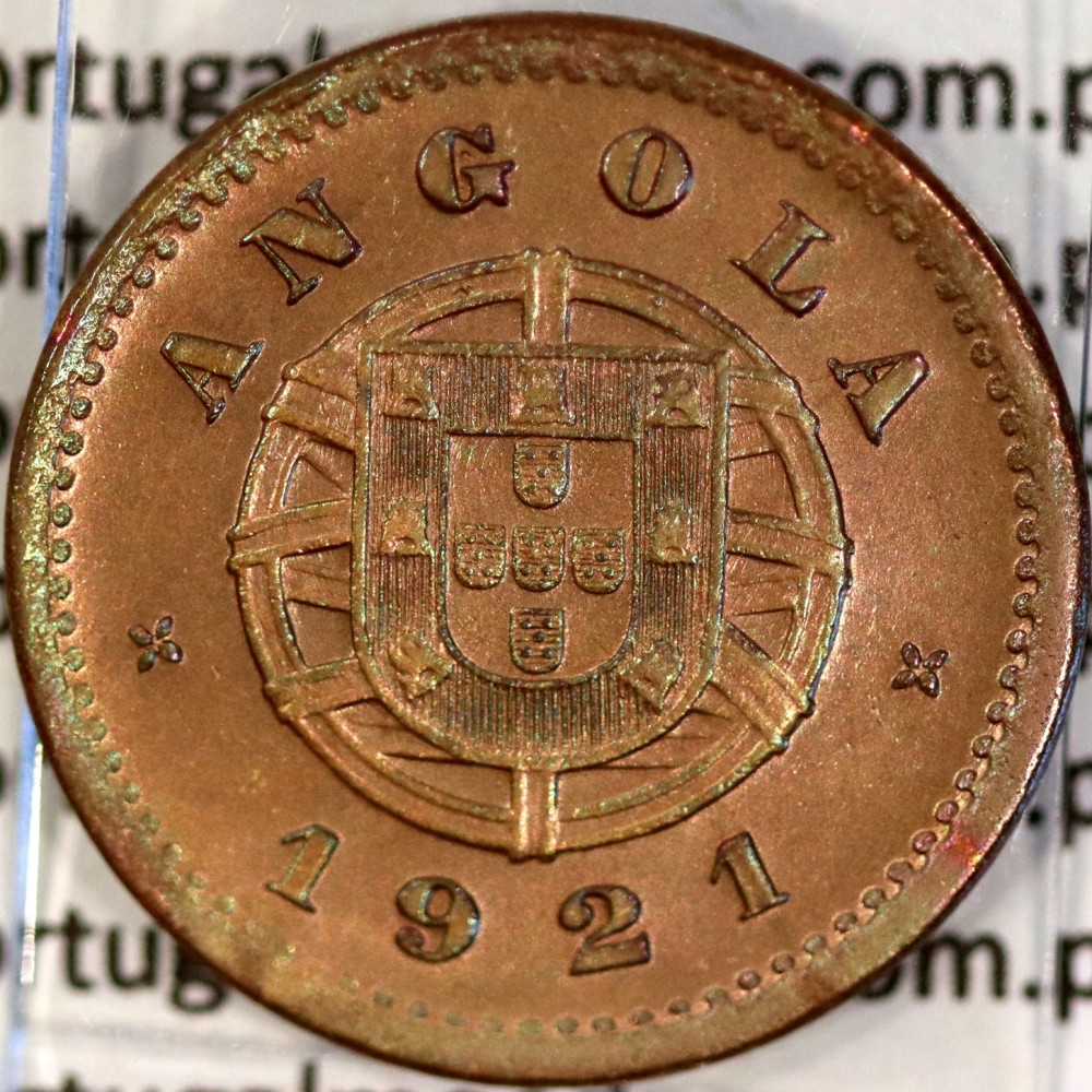 Angola 2 Centavos 1921 Bronze, $2 dois centavos 1921 bronze Angola Ex-Colónia Portuguesa, (Bela+), World Coins Angola KM 61