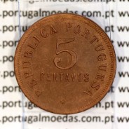 Angola 5 Centavos 1922 Bronze, "$05" cinco centavos 1922 Angola Ex-Colónia Portuguesa, (Bela), World Coins Angola KM 62