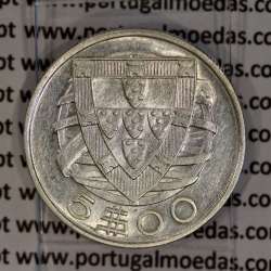 Silver coin 5 Escudos 1933 of Portugal, 5$00 Escudos 1933 of the Portuguese Republic, (VF+/XF-), World Coins Portugal KM 581